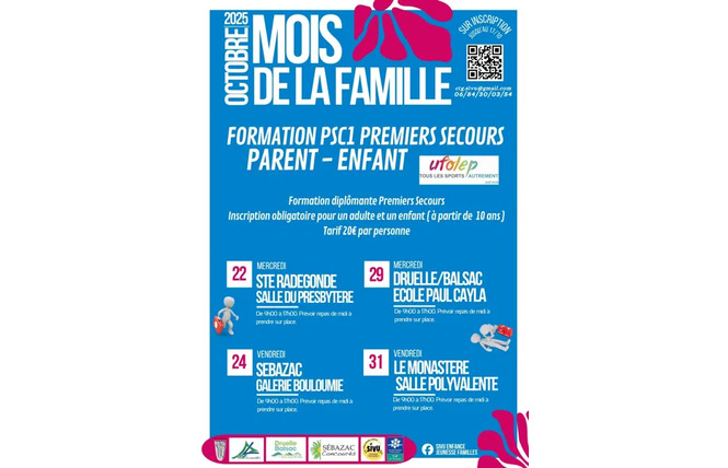 Formation PSC1 premiers secours parent et enfant 1 - Sainte-Radegonde