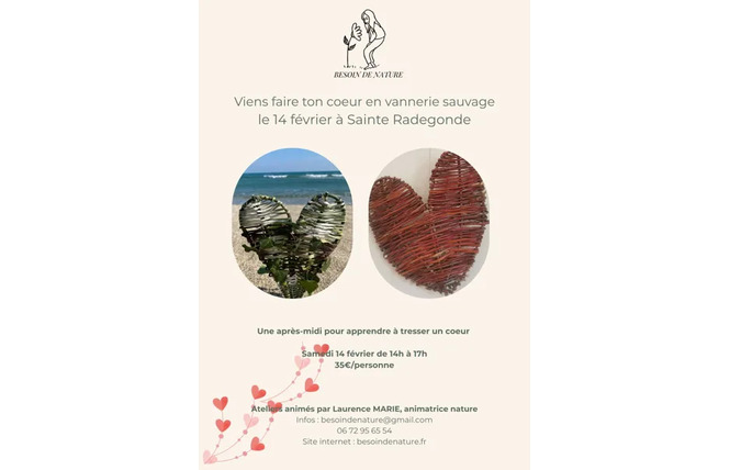Coeur en vannerie sauvage 2 - Sainte-Radegonde